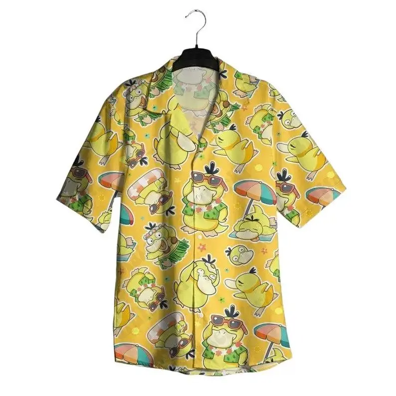 Psyduck Unique Hawaii Shirt Cute Water Type Aloha Shirt Beach Shirt Psyduck Shirt Anime Shirt Gifts