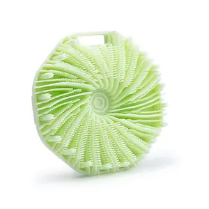 Scrubby-Soft Silicone Body Scrubber Bath Brush Handle- Portable Shower Massage Cleaning Exfoliating Tool Accessories