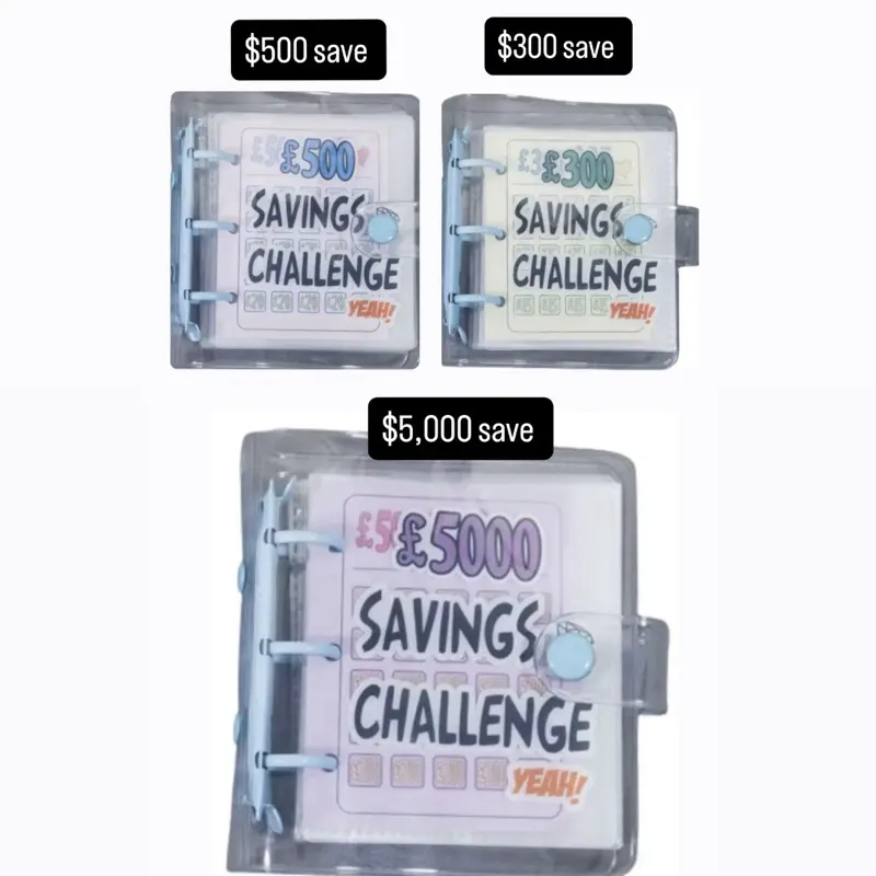 Savings Challenge Binder $300 $500 $5000 for Financial Planning and Goal Setting