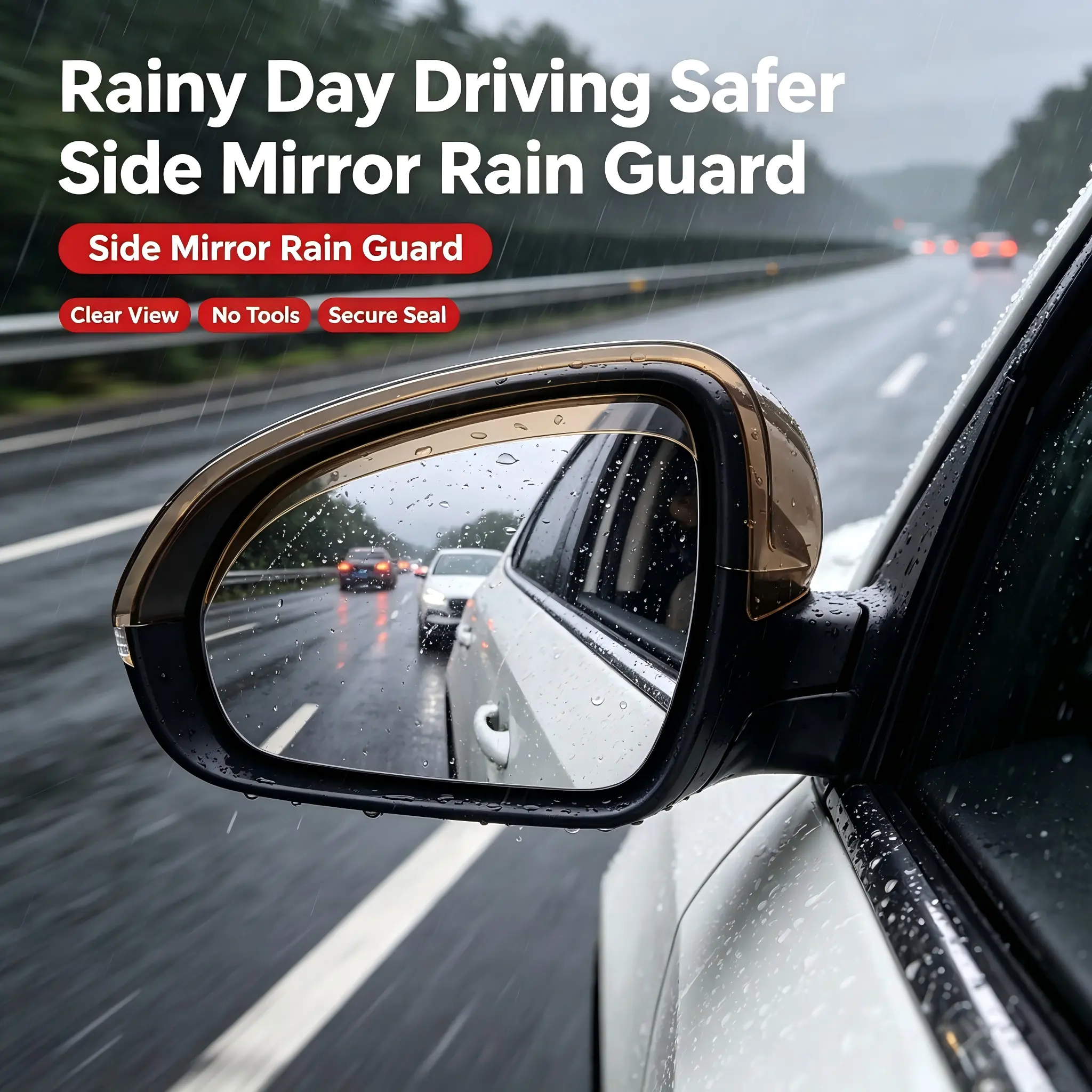 Car Rear View Mirror Rain Guard Visor, Waterproof Anti-Fog Side Mirror Rain Eyebrow Shield, Stop Rainwater Covering Your Car Mirrors, Simple Stick-On Installation Side Mirror Rain Deflector, Essential Car Accessory For Rainy Weather Driving Safety