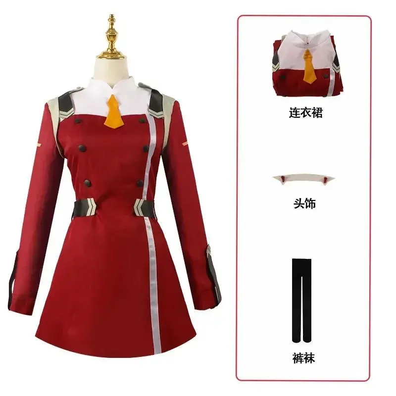 02 Cosplay Costume Game DARLING Zero Two Cosplay Costume Dress Women Cosplay Sexy Dress Headband wig shoes