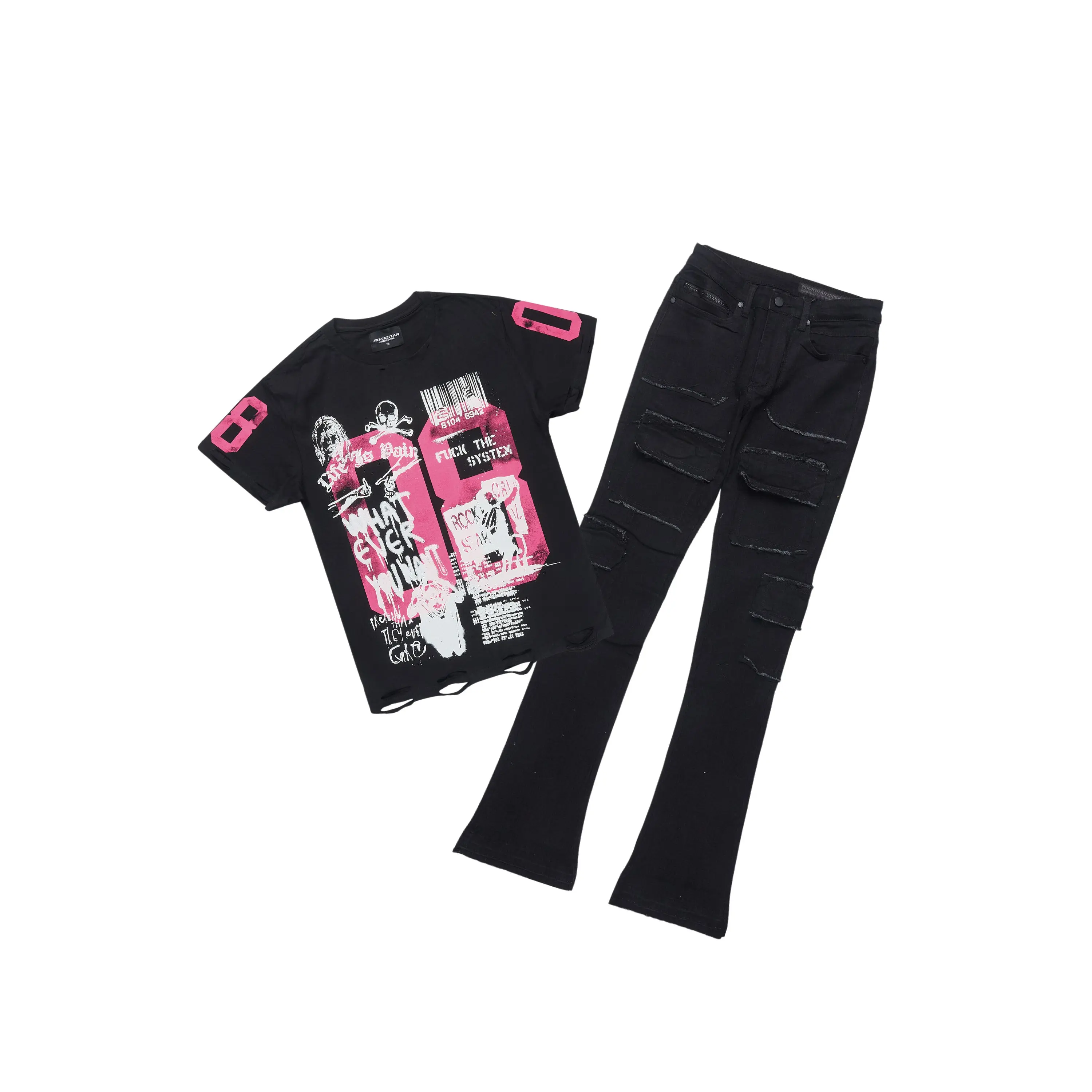 Grill Black T-Shirt/Stacked Flare Cargo Jean Grill Black T-Shirt/Stacked Flare Cargo Jean