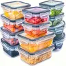 24-Pack Airtight Locking Lid Plastic Food Storage Containers - Stackable Durable Kitchen Preserving Accessories, Freezer-Dishwasher Safe for Storage Organization, 24-Pack Ease Meal Prep