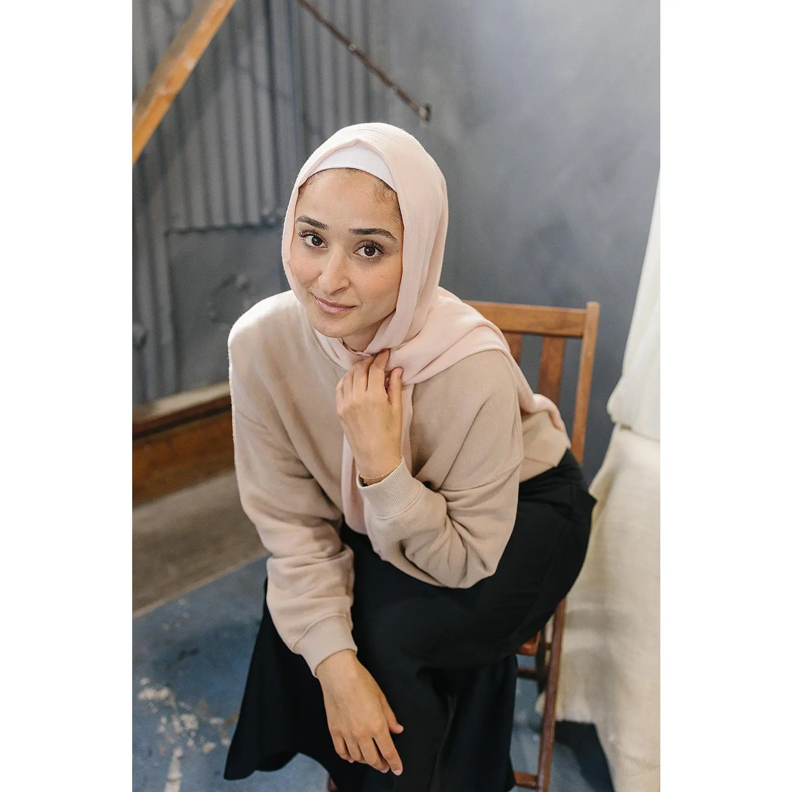 Bamboo Woven Solid Hijab - Soft Pink