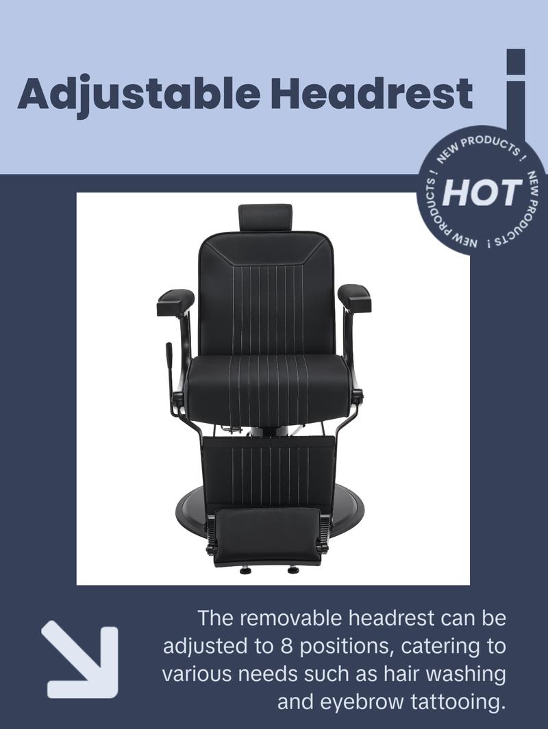 BarberPub Reclining Barber Chair, Hydraulic Styling Salon Chair for Hair Stylist 8334