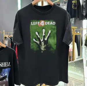 Left 4 Dead T-Shirt, Game Graphic Tees, Logo Tee, Unisex Tshirt, Fashion Trends Shirt, Gifts Shirt, Menswear Womenswear Streetwear, Aesthetic, Heavyweight Cotton Comfort Top Regular Fit Y2k Outfit Outdoor Affliction Clothes