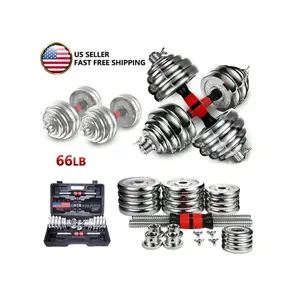 Sports season  Adjustable Dumbbell Set Home Gym Cast Iron Barbell Sets With Carry Box 66lbs Office Bedroom Workout Dumbbells For Men And Women