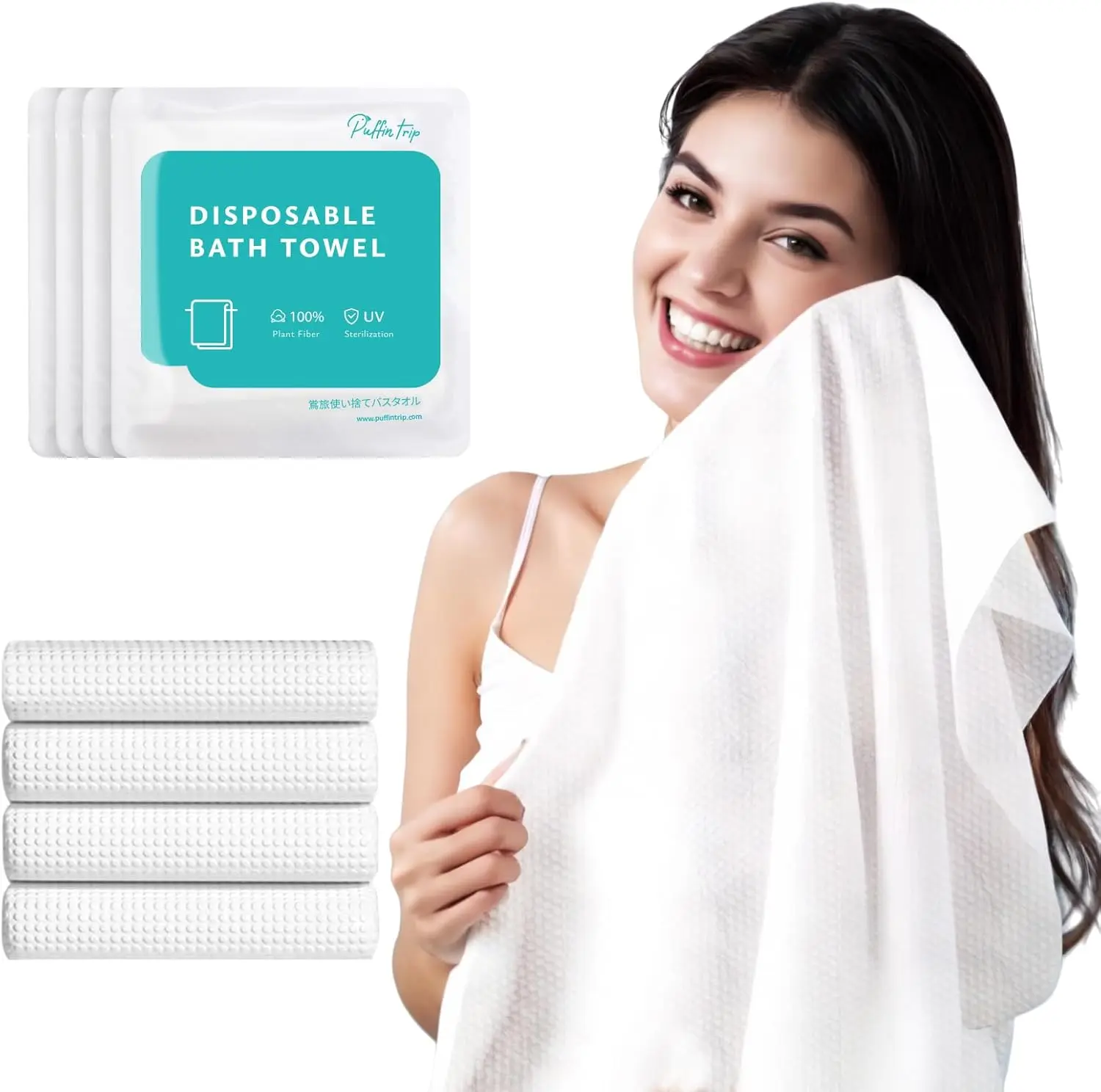 Disposable Bath Towels 5-Pack, Extra Large Soft Thick Portable Hygienic Travel Towels for Camping, Gym, Business Trips, Disposable Towels Set, Portable Multipurpose Towel