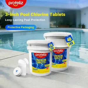 PROFELIZ Chlorine Tablets 3 Inch for Swimming Pools, Kills Bacteria and Stops Algae, Slow Dissolving,Exclusive Protective Packaging,Pool Chlorine Tablets, 20 lb 40lb