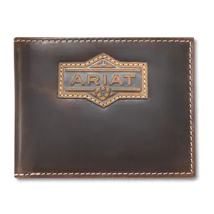 A3566502 Ariat Removable Passcase Leather Wallet with Ariat Patch - Brown