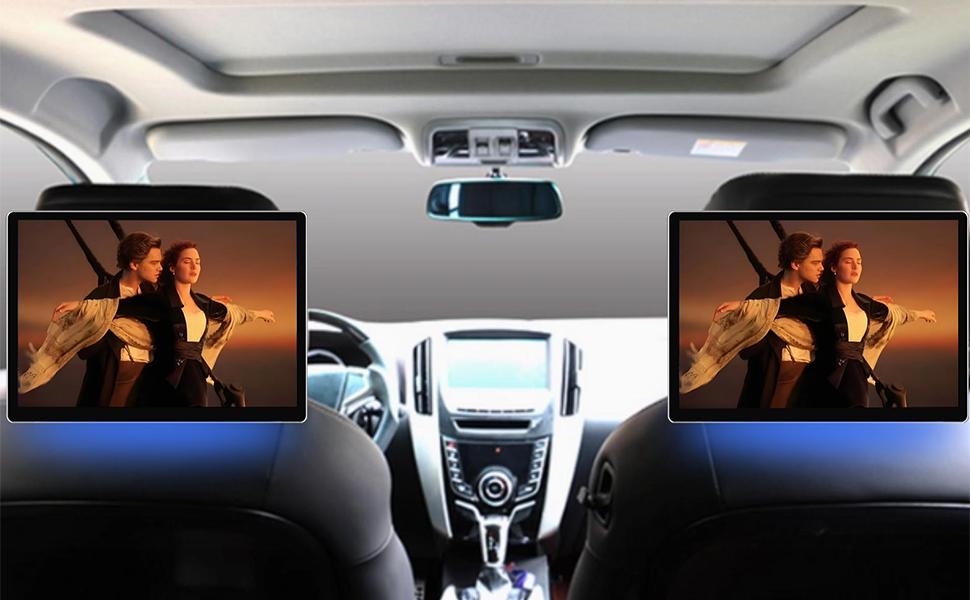 NOAUKA13.5 Inch 4K Android 14 Car TV Headrest Monitor for Cars Back seat,Support Phone Wireless Mirror Link Touch Screen,HDMI Input,USB/SD Multi-Media Video Player,WiFi (2G Ram+32G ROM)(2PCS)
