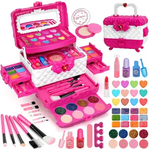 Girls' Washable Makeup Palette Set, Kids Cosmetic Gift Box, Suitable for Ages 3+, Birthday & Christmas Present, Water-Washable Makeup Kit