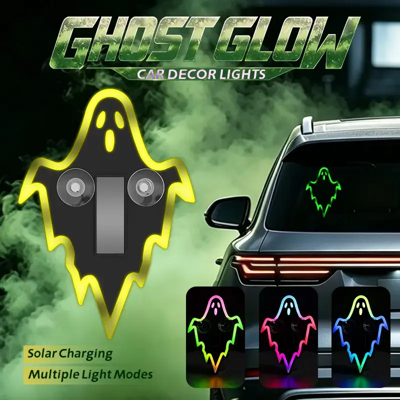 Solar-Powered LED Multi-Shape Neon Light - Eco-Friendly Wireless Auto Interior Halloween Decor with Modern Stylish Design, Car Decorating, Led Lights, Cool Car Stuff, Girl Auto Accessories