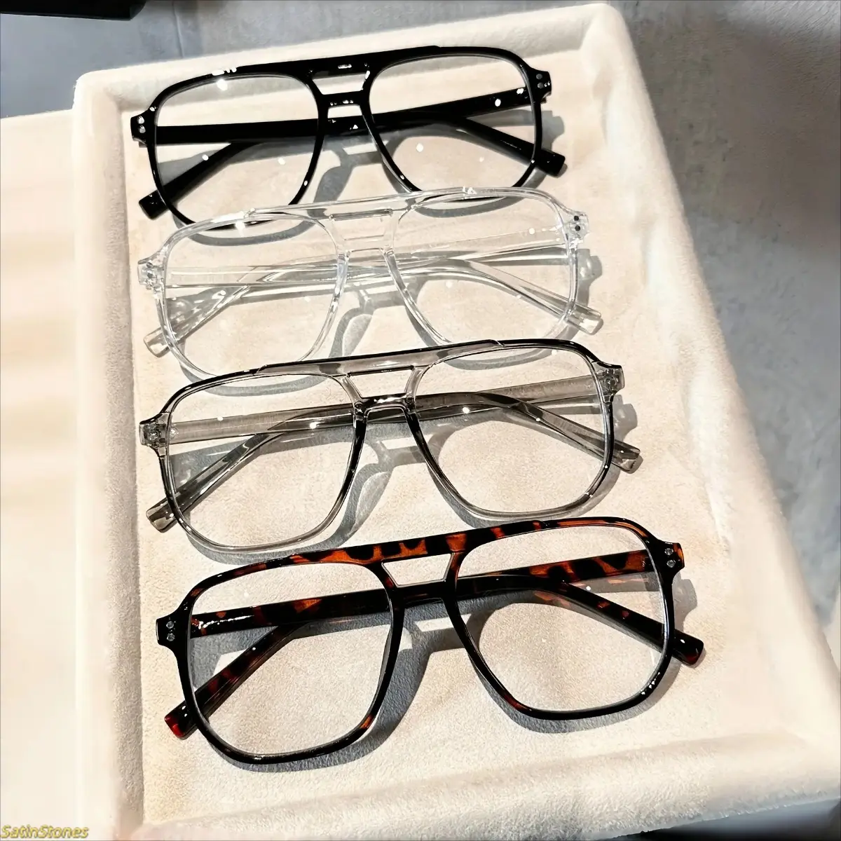 High Quality Eyewear 4-Pack Stylish Protective Blue Light Blocking Glasses for Women and Men, Oversized Semi-Rimless PA Frames, Double Bridge, Natural Lenses, Stylish Protective Glasses, Trendy Frames, Eyeglass Frames