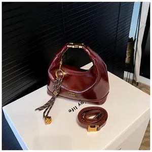 Quilted Leather Shoulder Bag with Removable Strap Handmade for Fall