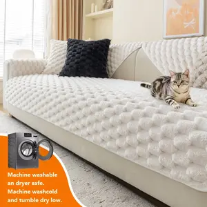 1pc Plush Sofa Cover Protector, Anti-Slip Pet Friendly Decor, Polyester Material, Ideal for Chaise Lounge Use