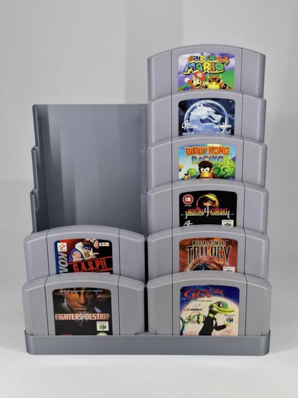 RetroRack N64 12 Slot Cartridge Holder - Durable High-Quality Plastic Organizer for Nintendo 64 Games - Compact Design Saves Space - Easy Access & Clean Display for Retro Gaming Enthusiasts