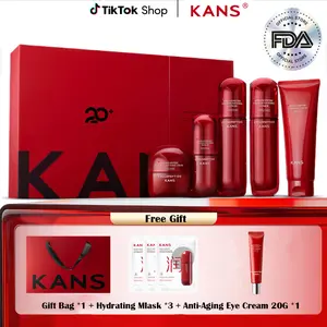 KANS Polypeptide Collagen Softening Pleasant Set (Cleanser 100 g + Toner 100 ml + Serum 30 ml + Moisturiser 100 ml + Cream 50 g), Cyclohexapeptide-9, Anti-Aging Formula, Reduces Fine Lines & Wrinkles