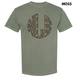 Camo Print Monogram Comfort Colors T-Shirt 'NLB'