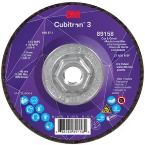 3M  4.5 x 0.125 x 0.624-11 in. Depressed Center Grinding Wheel, Abrasive Accessory