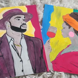 Valentines Day Couple Pre Drawn Kit Gift Couple Painting Kit Pre Drawn Canvas Sip and Paint Kit Gift for Anniversary, Painting Party, Art Practice, Valentines Day Gift, Man and Women Couple Everyday Dating Supplies