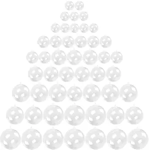 Kingrol 50 Pack Clear Plastic Fillable Ornaments Ball for Christmas, Wedding, Party, Home Decor, DIY Art and Craft Supplies, 1-1/8, 1-1/2, 2, 2-3/8, 2-3/4 Inch Bath Faux