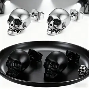 Unisex Skull Design Alloy Stud Earrings! Jewelry Gift