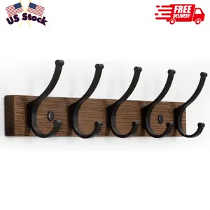 Coat Rack Wall Mount, 16.5 Inches Wood Coat Hooks Wall Mount, Wall Coat Rack