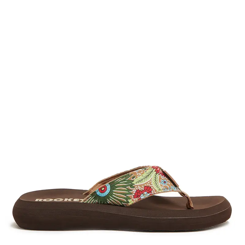 Rocket Dog Women's Natural Platform Spotlight Garden Flip Flops - Casual EVA Footwear with Fabric Straps, Open Toe Sandals for Women