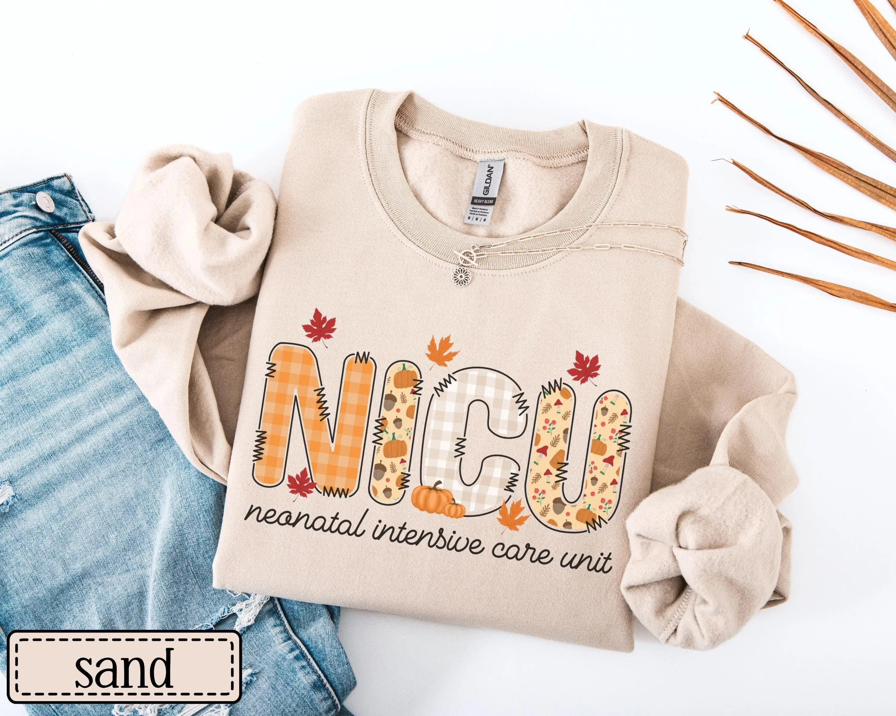 NICU Fall T-Shirt & Sweatshirt, Neonatal Intensive Care Unit Autumn Tee, NICU Nurse Group Hospital Crewneck,