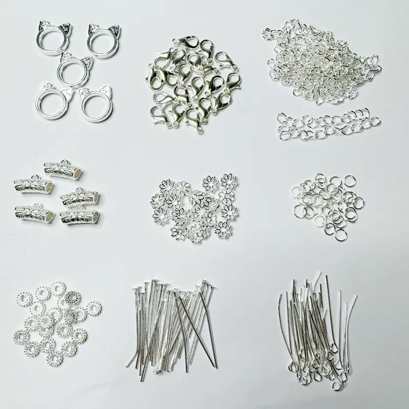 【D012 】DIY Handmade Beading & Jewelry Making Kit for Necklace, Bracelet - Includes Fasteners, Hooks, Lobster Clasp, Adjustable Beaded Chain, Torus T-Shaped Needles, 9-Shaped Needles, Tee Spacers, Closed Rings, Positioning Beads, Crafting Supplies