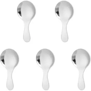 5 PCS Silver Short Handle Mini Stainless Spoons Small Coffee Candy Scoops for Canisters Condiments Tea Desserts Coffee