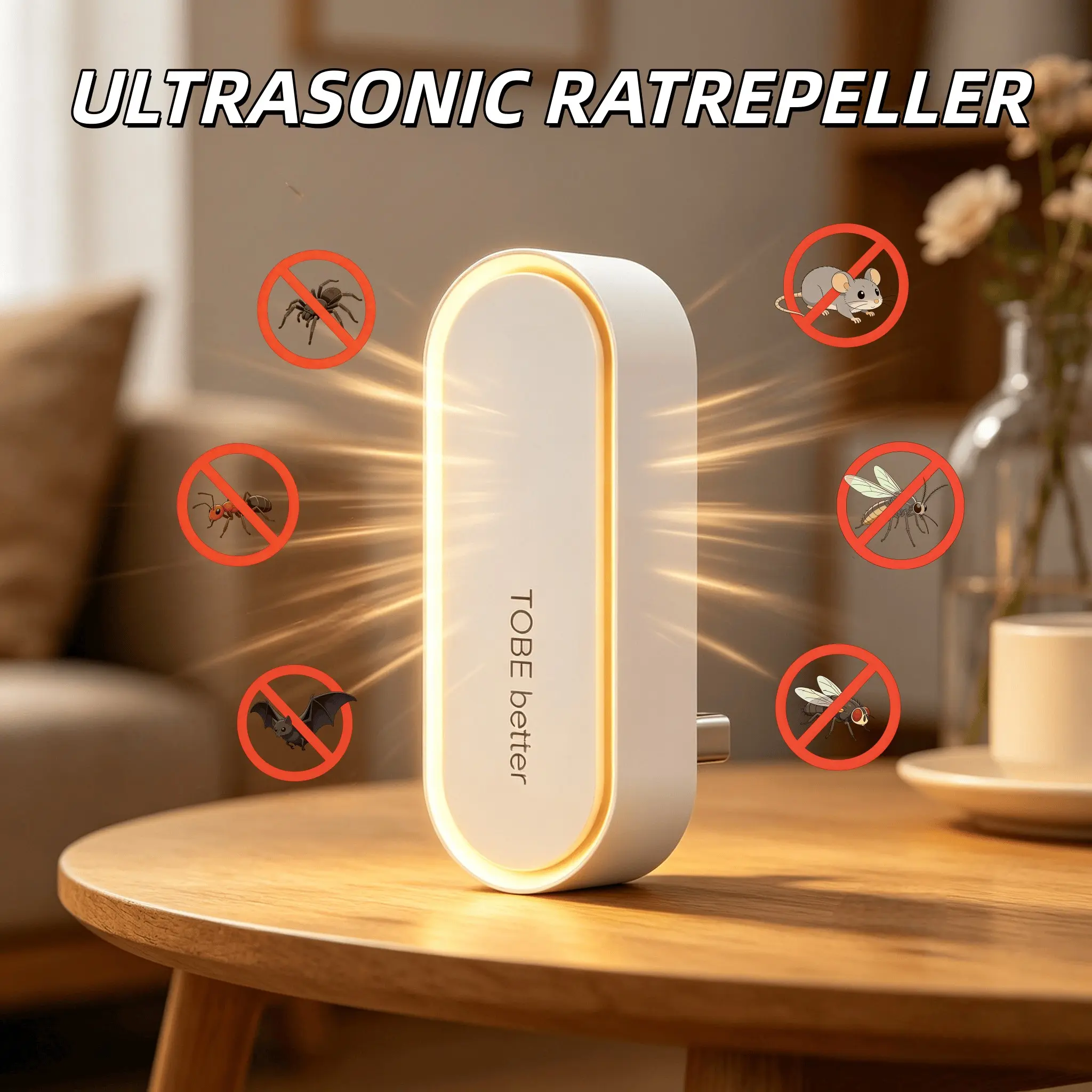 2026 New Indoor Ultrasonic Insect Repeller, Bug Repellent, Smart Silent Pest Control, USB Plug-And-Play, Ideal for Home, Dorm, Kitchen, Outdoor Camping