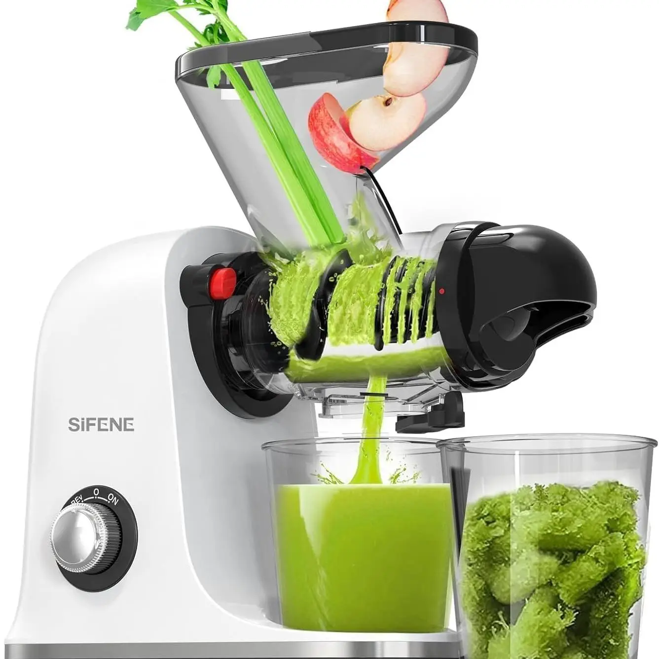 SiFENE Compact Cold Press Juicer Machine, Summer Slow Masticating Single-Serve Juicer Blender, Efficient Vegetable and Fruit Juice Extractor and Squee