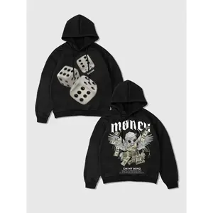 Men's Dice & Letter & Figure Print Drop Shoulder Hoodie, Fashion Casual Regular Fit Drawstring Hooded Sweatshirt for Daily Holiday Outdoor Wear, Men Clothes for Fall & Winter