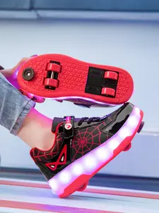 Children's light-up athletic shoes with wheels in the sole — versatile 2-in-1 walk-and-roll sneakers that can be used as regular walking shoes or roller skates. The wheels are removable, and the shoes are suitable for both boys and girls. LED Shoes
