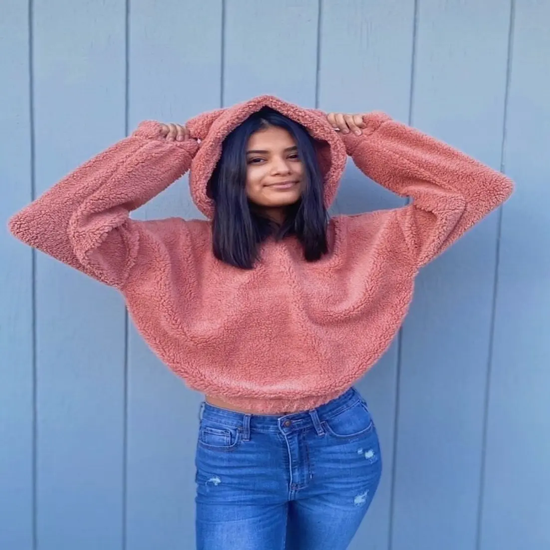 CUDDLED UP BEAR HOODIE (Pink)