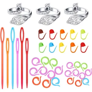 3 count Crochet Ring, 20 count Stitch Marker Rings, Crochet Rings for Fingers, Adjustable Knitting Loops, Stitch Markers for Crocheting, Crochet Tension Rings, 3 count Large Eye Plastic Sewing