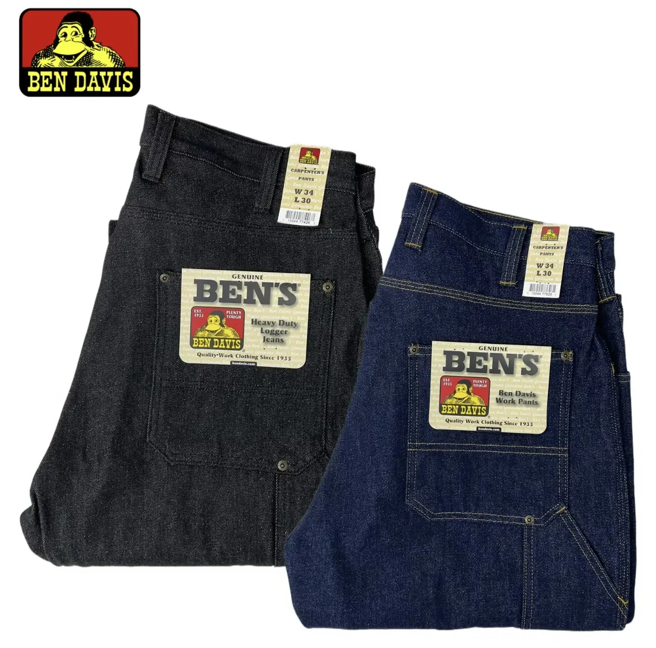 Ben Davis Carpenter Jeans Indigo Men's Bottoms Jeans - Classic Fit, High-Quality Fabric, Versatile Style for Various Occasions - Menswear Streetwear