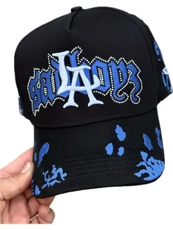 Dandy Hats Sad Boyz LA Blue Crystals Snapback – Adjustable Flat Brim Baseball Cap, Streetwear Trucker Hat, Hip Hop Fashion Hat, Unisex Casual Gift