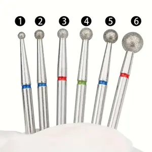 6-Piece Diamond Nail Drill Bit Set, Professional Unscented Rotary Burrs for Manicure and Pedicure, Salon Quality Nail Art Tools