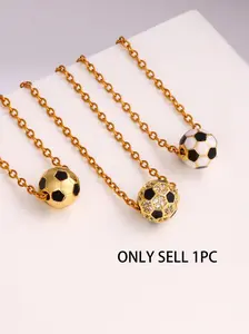 Soccer Ball Design Pendant Necklace, Fashionable Jewelry for Women for Party, Daily Clothing Decor, Trendy All-match & Exquisite Jewelry for Birthday Gift