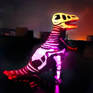 Adult Dinosaur Costumes, Inflatable T-Rex Dinosaur Blow Up With Voice Control LED Lights,Cosplay for Adult, Skeletons Dinosaurs(Skeletons Dinosaurs)