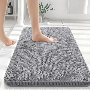 Bathroom Rugs 30x20, Extra Soft Absorbent Chenille Bath Rugs, Non-Slip, Dry Quickly, Machine Washable, Bath Mats for Bathroom Floor, Tub and, Grey
