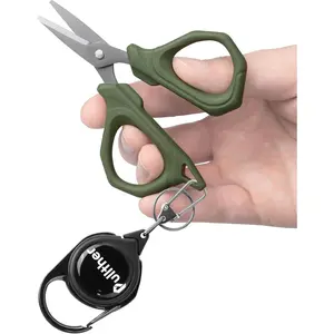 4.6" Fishing Scissors,Fishing Line Cutter for Braided Fishing Line,Fishing Gear with Tool Retractor,Non-Slip Grip Small Scissors for Saltwater