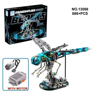 Mechanical Dragonfly With Light Creative MOC Assemble Model Educational Plastic Building Block Set Toy bouquet gift for boys