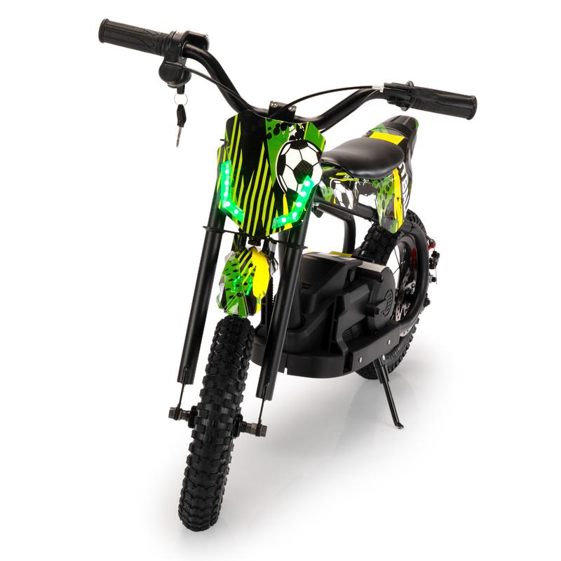 24V Kids Electric Dirt Bike, Battery Powered Ride-On Motorcycle w/ LED Lights, Adjustable Speed, Rear Disc Brake, Power Display, Rubber Tire, Max Speed 13 MPH,Christmas presents Green
