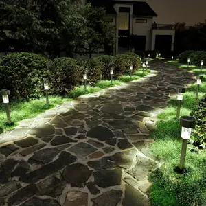 16-Pack Stainless Steel IP55 Rated Solar Outdoor Pathway Lights, Waterproof LED Landscape Lighting, Solar Outside Lights for Patio, Lawn