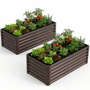 2 pcs 4x2Ft Galvanized Raised Garden Bed Outdoor, Above Ground Garden Bed for Vegetable, Metal Raised Beds for Flower, Steel Raised Beds for Gardening