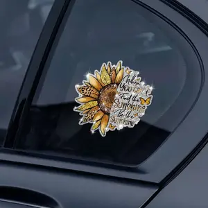 Sunflower Pattern Car Sticker Decorative Decal Imitation Diamond Floral Design Suitable for Cars, Motorcycles, Laptops, Car Accessories Self-adhesive Irregular Shape